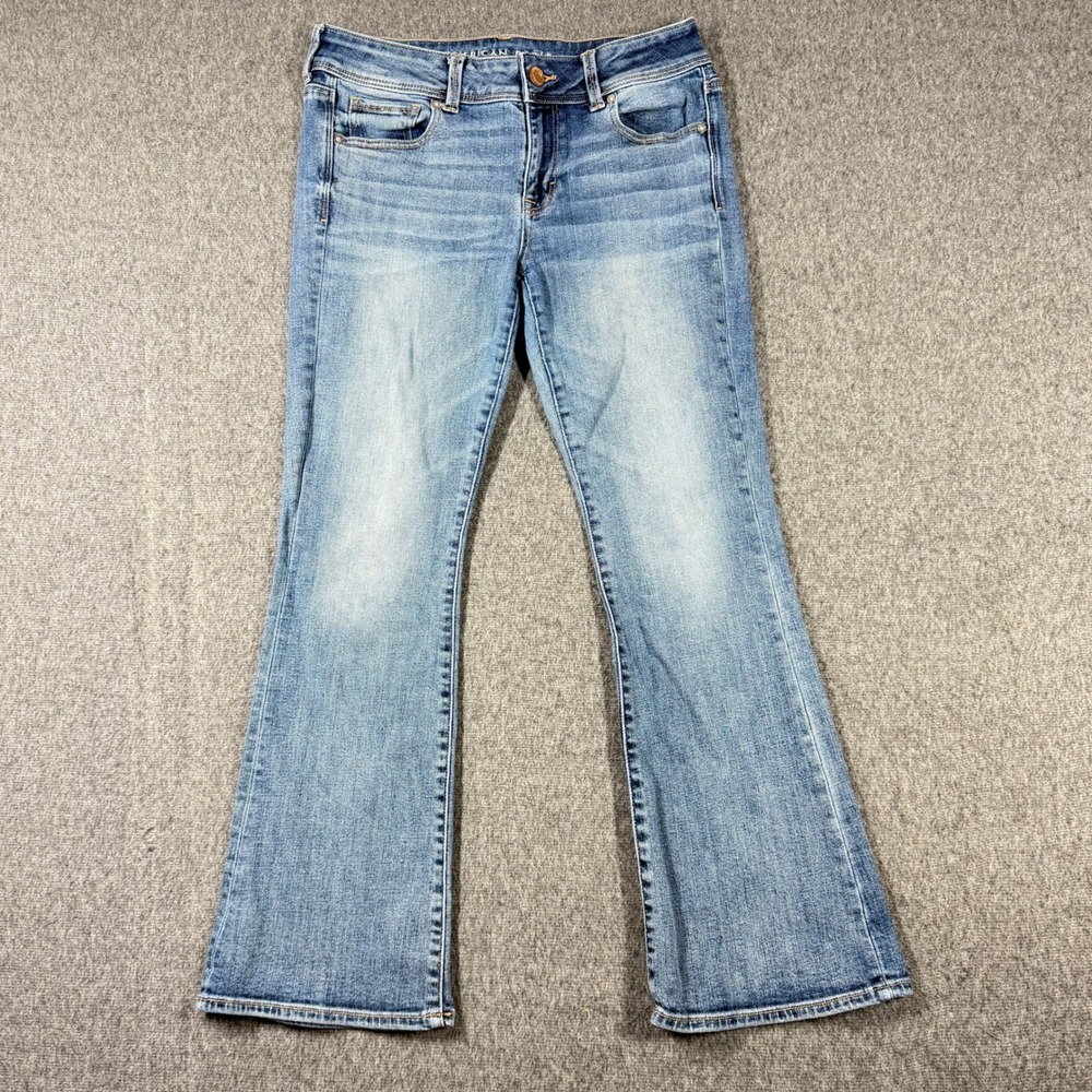 American Eagle Super Stretch‎ Bootcut Jeans Blue Denim Women Size 8 Short
